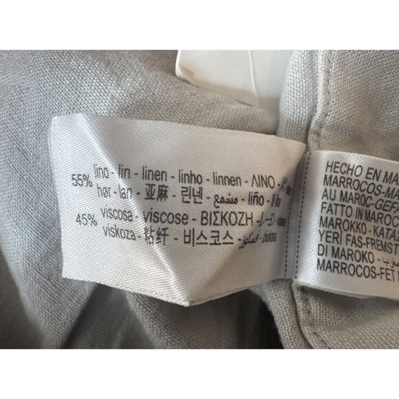 2/$30 NWT ZARA Medium Pale Gray Linen-Blend Wide-Leg Trousers High Waisted - Picture 12 of 14